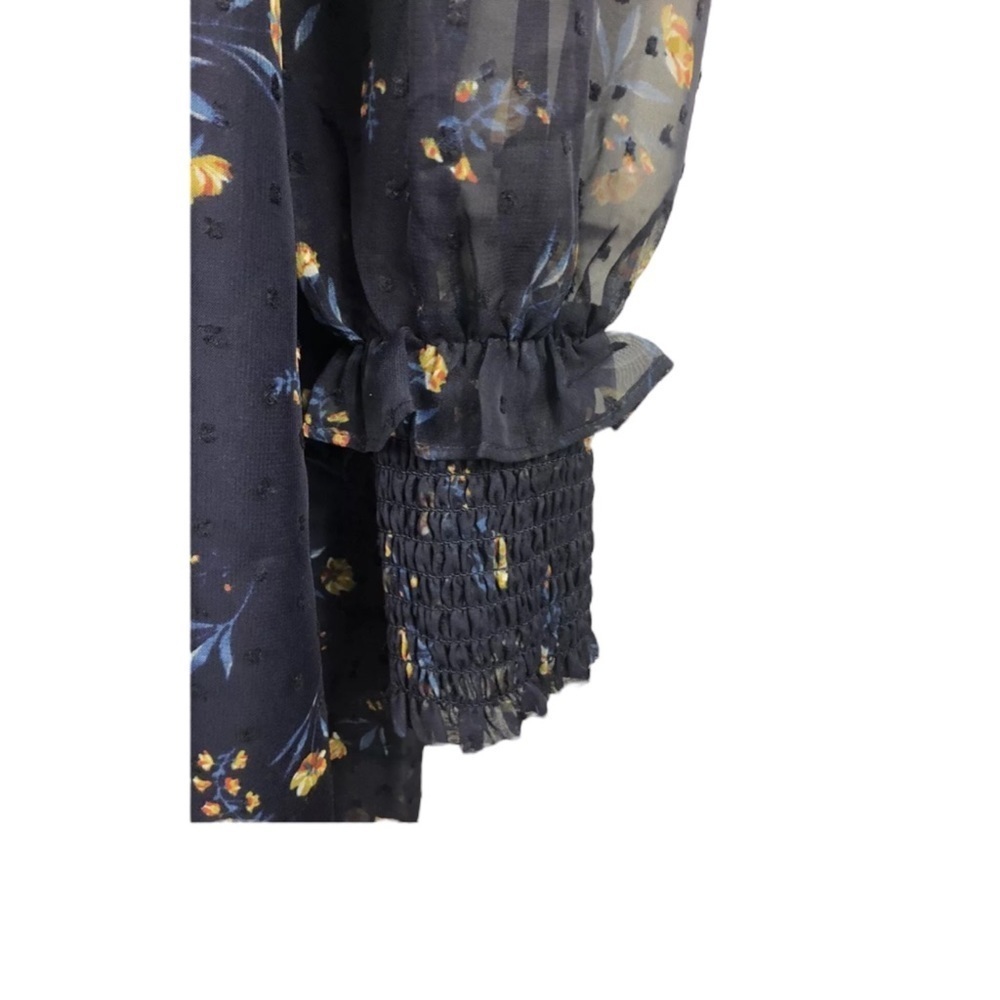 DRAPER JAMES Swiss Dot Field of Flowers  Smocked Dress in Nassau Navy Size MED - Picture 7 of 11